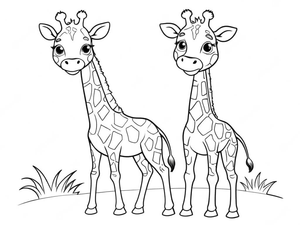 Kleine Giraffen Ausmalbild