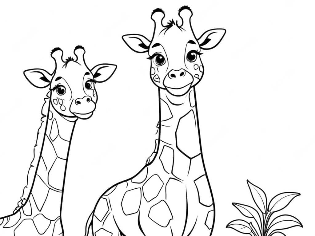 Zwei Giraffen Ausmalbild