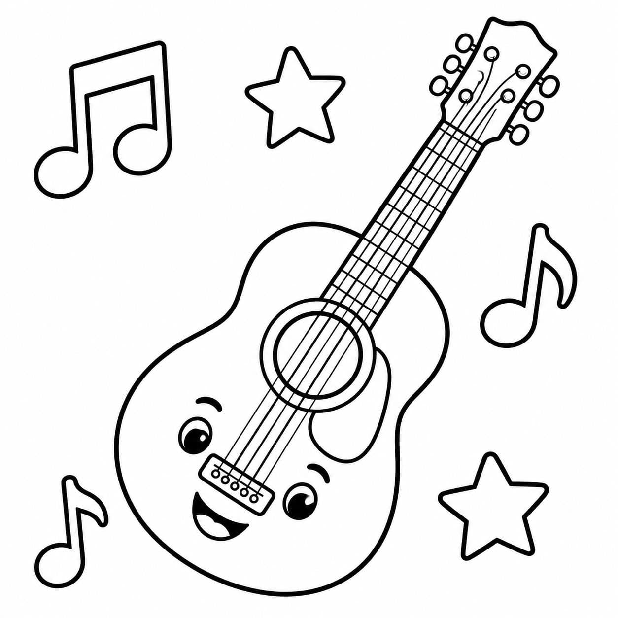 Einfache Gitarre für Kinder Ausmalbild