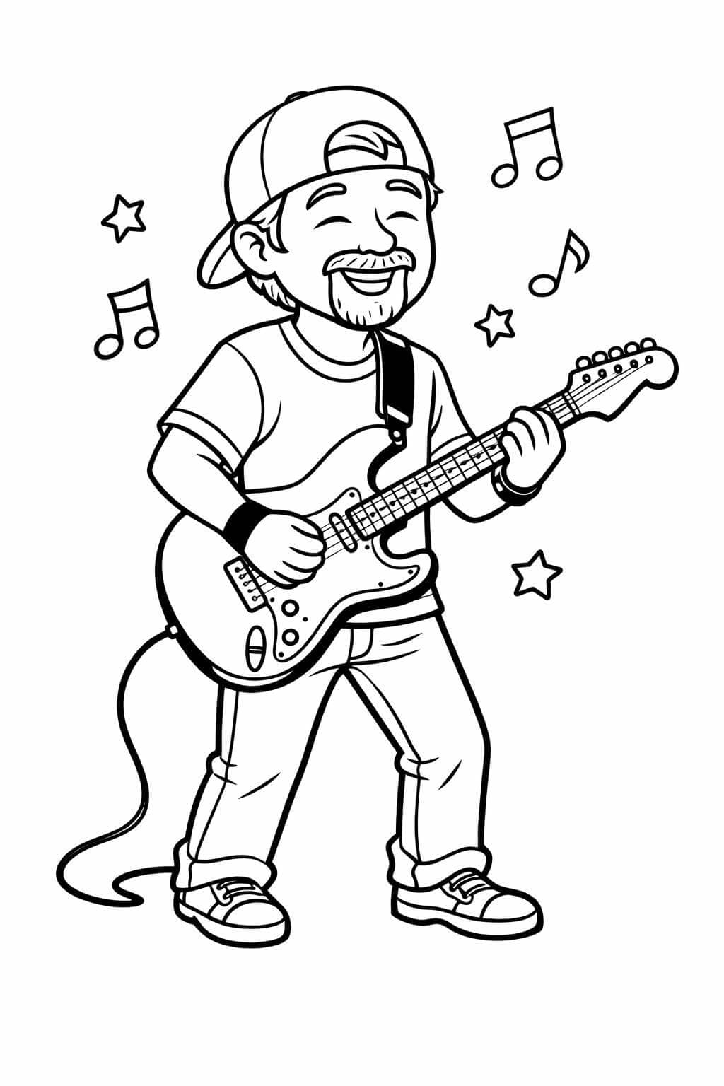 Erwachsener Gitarrist Ausmalbild