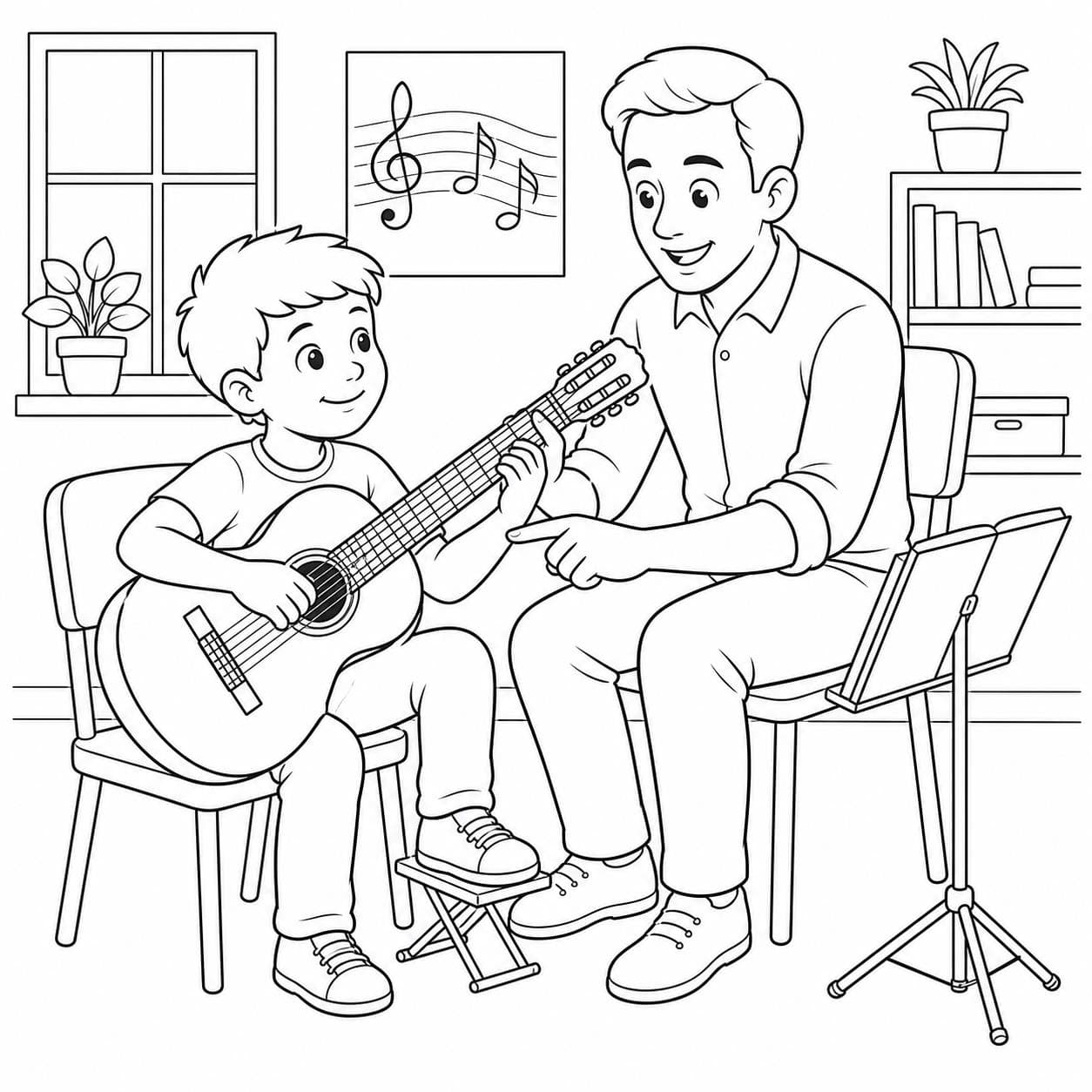 Gitarrenunterricht Ausmalbild