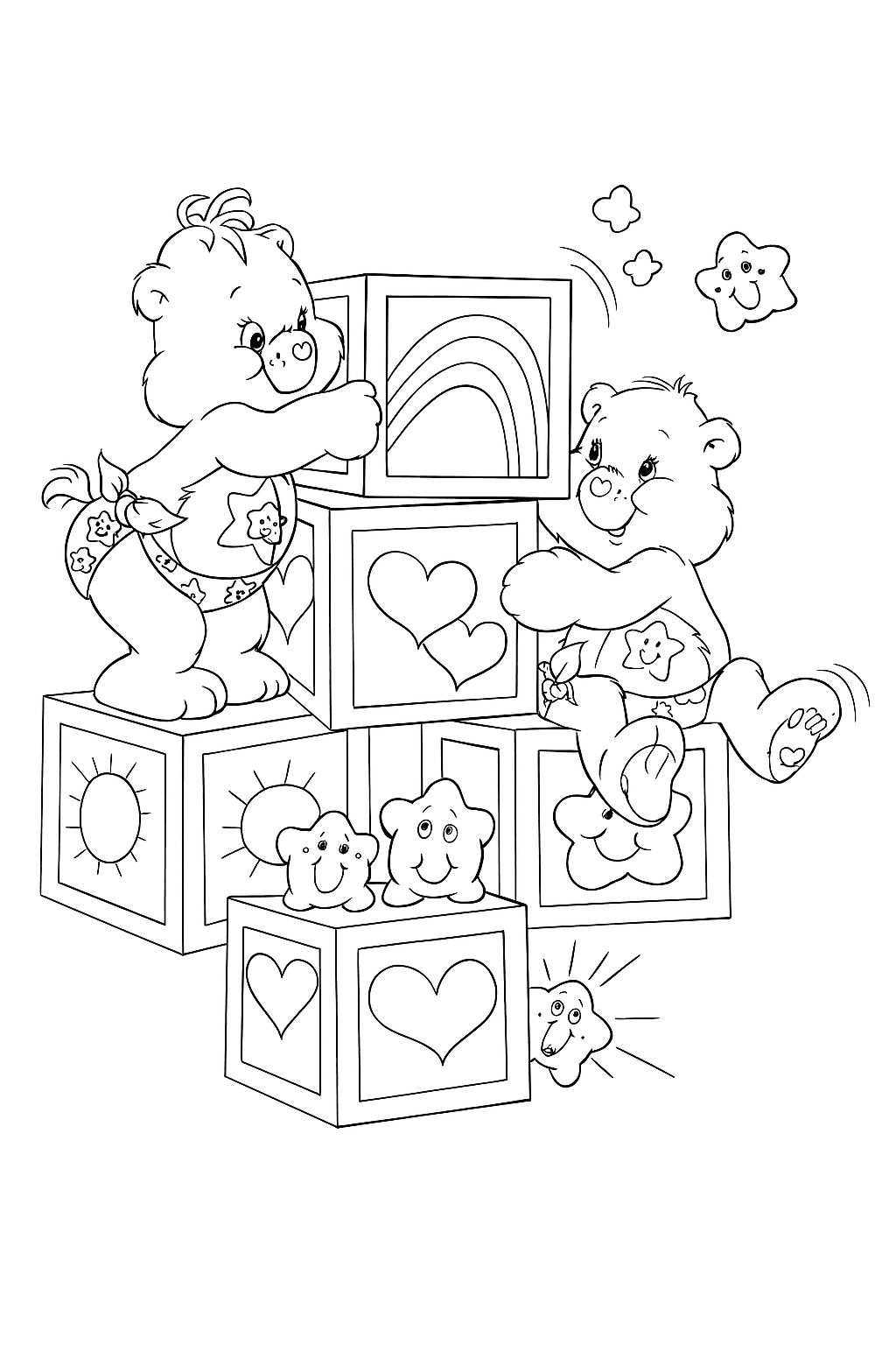 Glücksbärchi mit Herz Ausmalbild