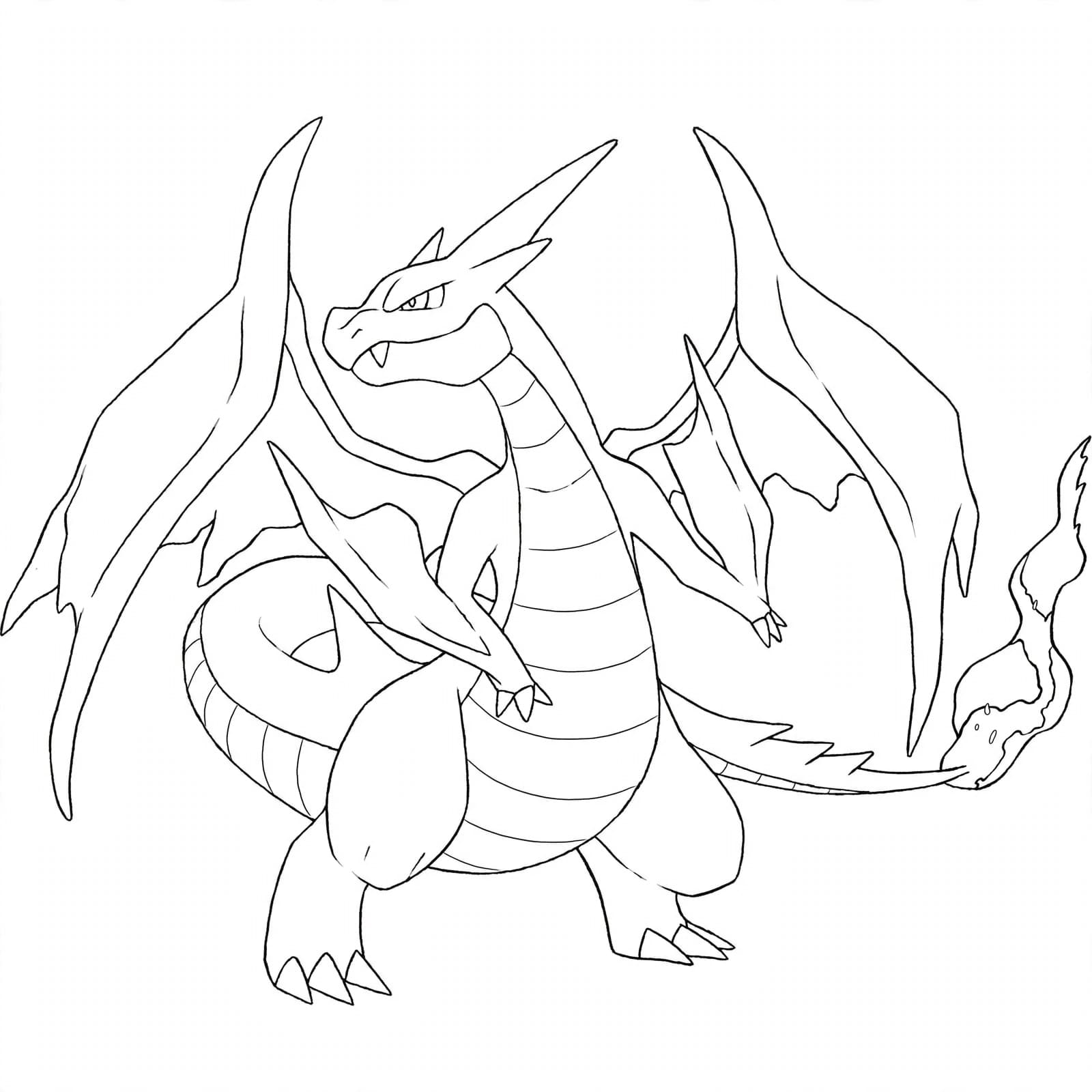 Mega-Glurak Y – kostenlose Pokémon-Malvorlage zum Ausdrucken