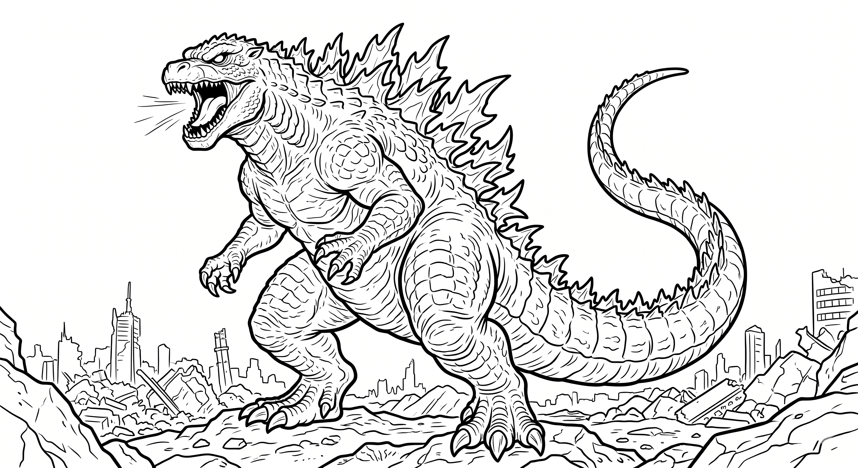Godzilla greift Stadt an Ausmalbild