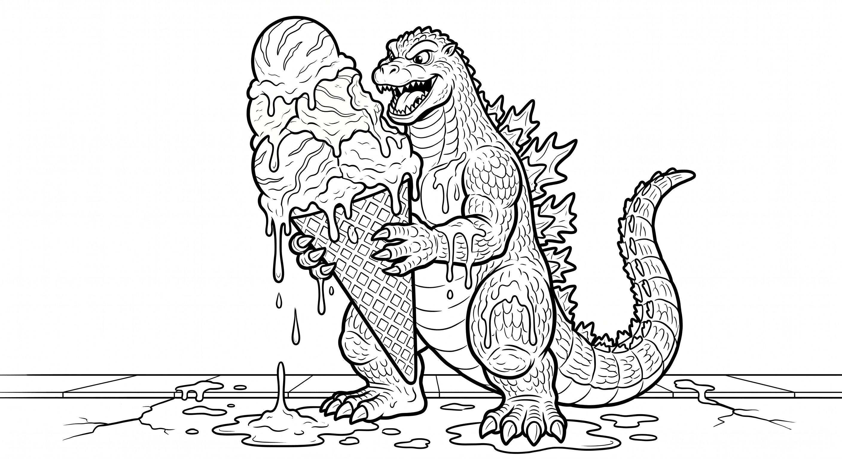 Godzilla isst Eis Ausmalbild