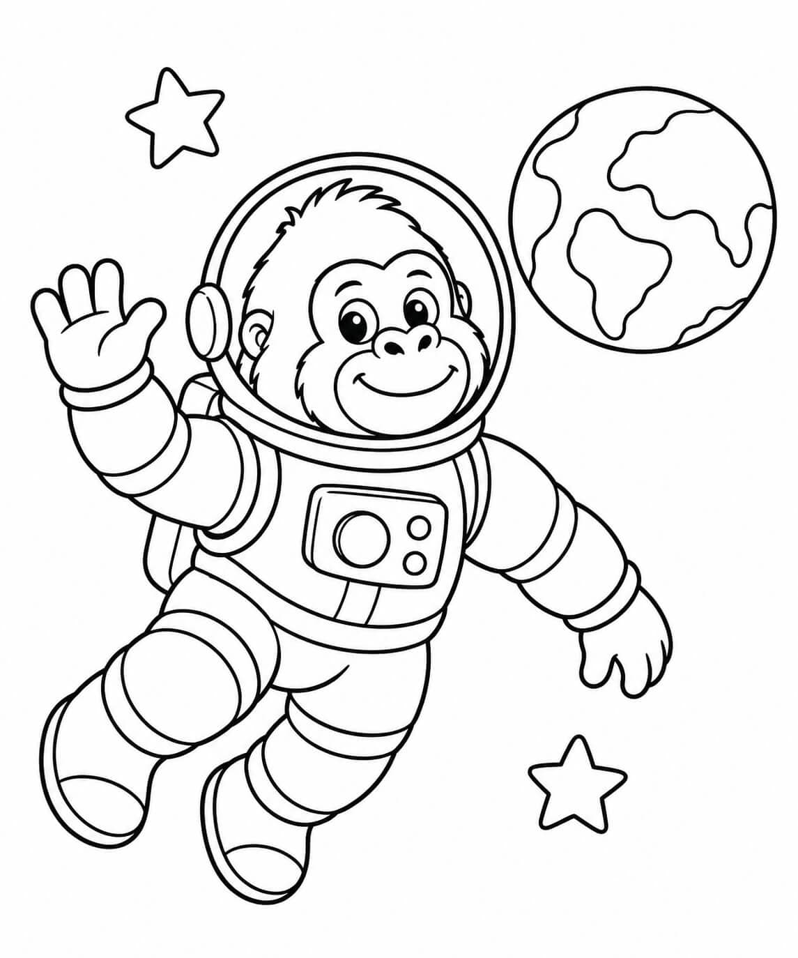 Gorilla als Astronaut Ausmalbild