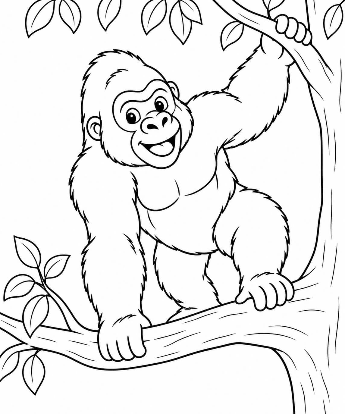 Gorilla auf einem Baum Ausmalbild