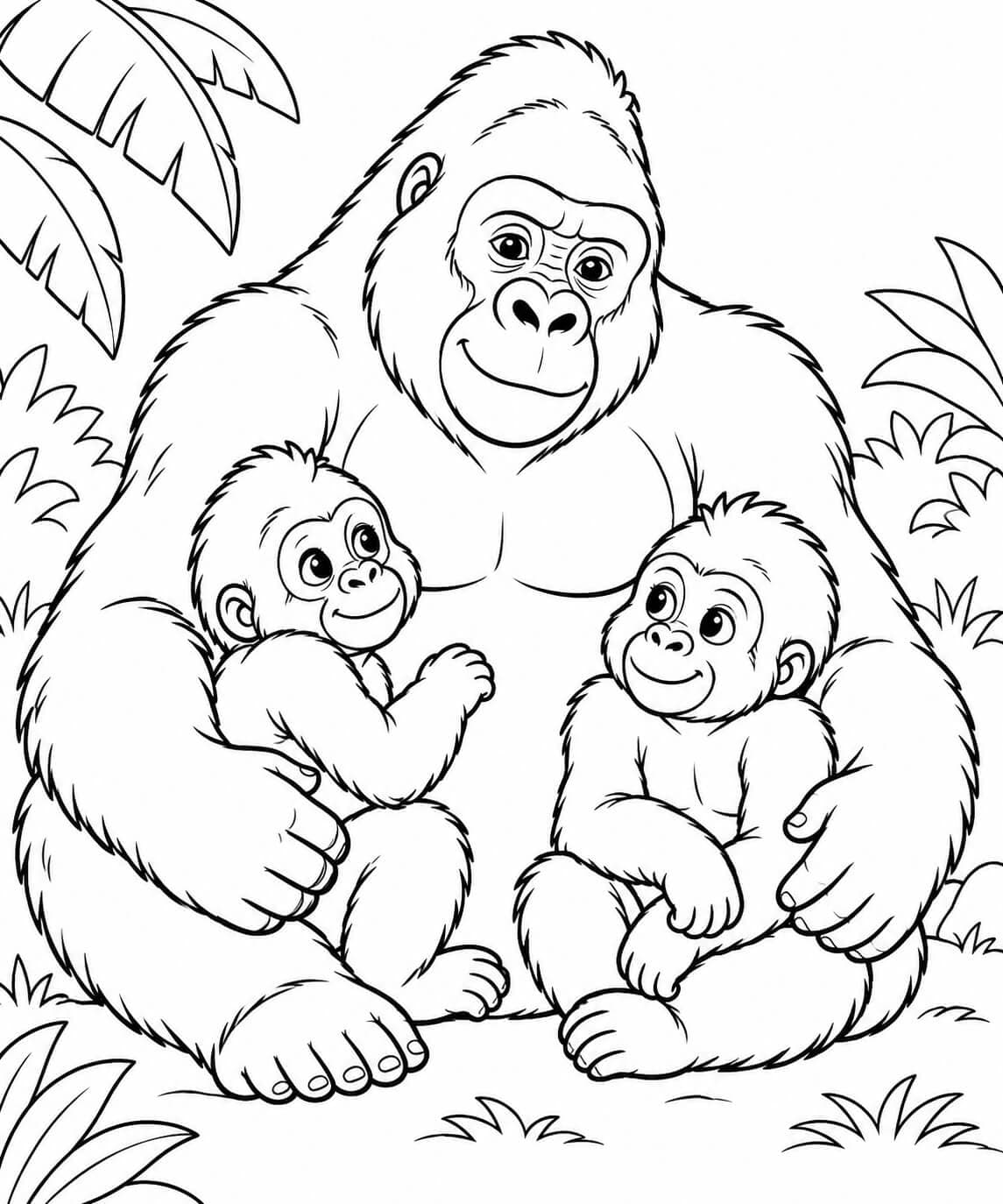 Gorillafamilie Ausmalbild