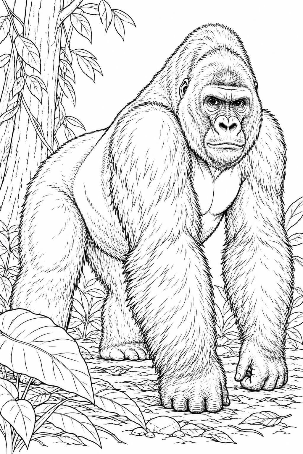 Realistischer Gorilla Ausmalbild