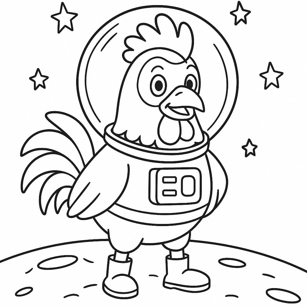 Hahn als Astronaut Ausmalbild
