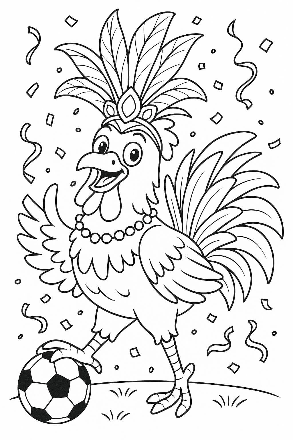 Hahn im Karneval Ausmalbild