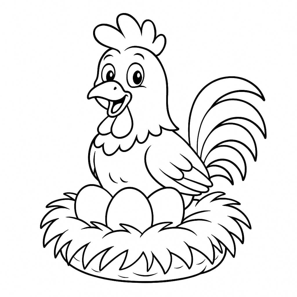 Hahn im Nest Ausmalbild