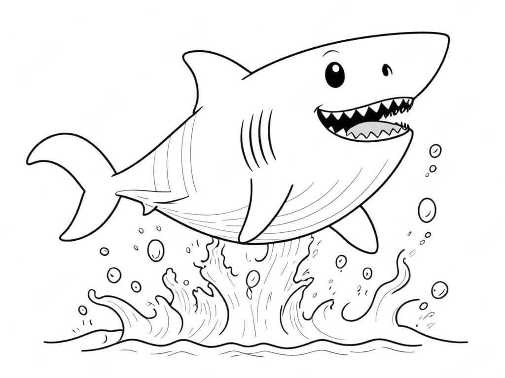 Springender glücklicher Hai Ausmalbild
