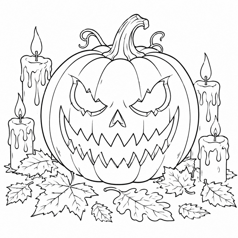 Gruseliger Halloween Kürbis Ausmalbild