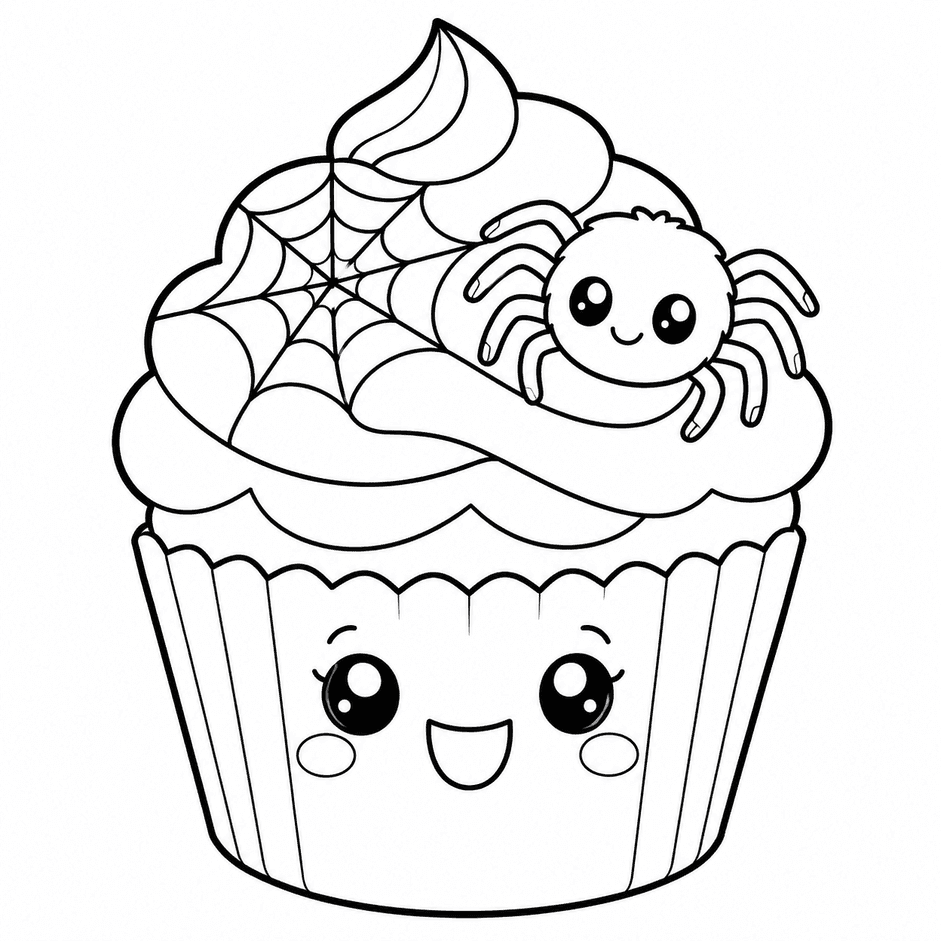 Halloween Cupcake Ausmalbild