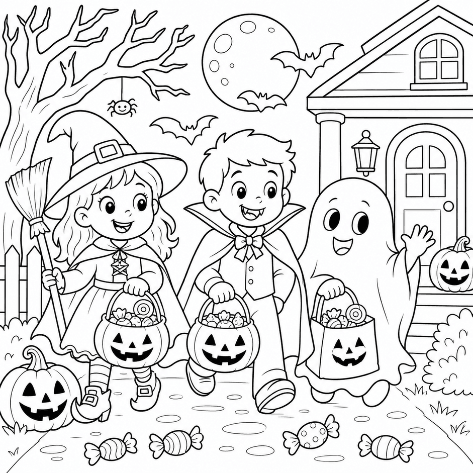 Halloween Kinder Ausmalbild