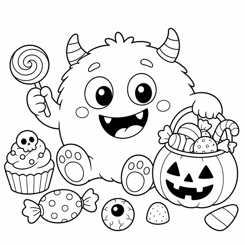 Halloween Kleines Monster Ausmalbild