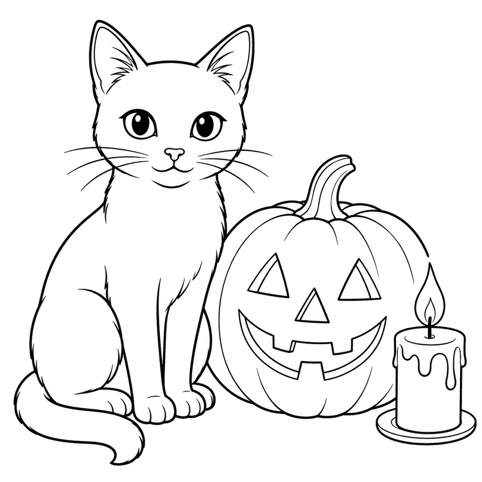 Halloween Schwarze Katze Ausmalbild