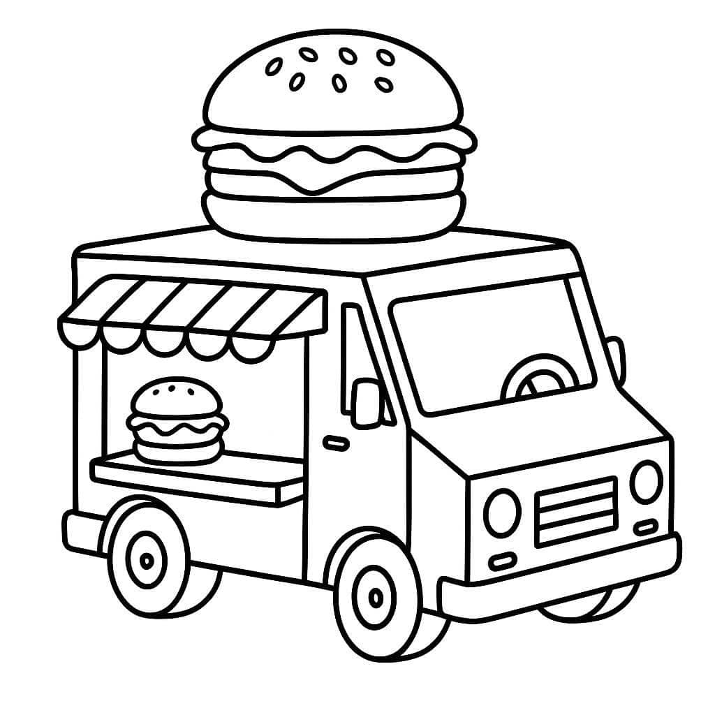 Hamburger Foodtruck Ausmalbild