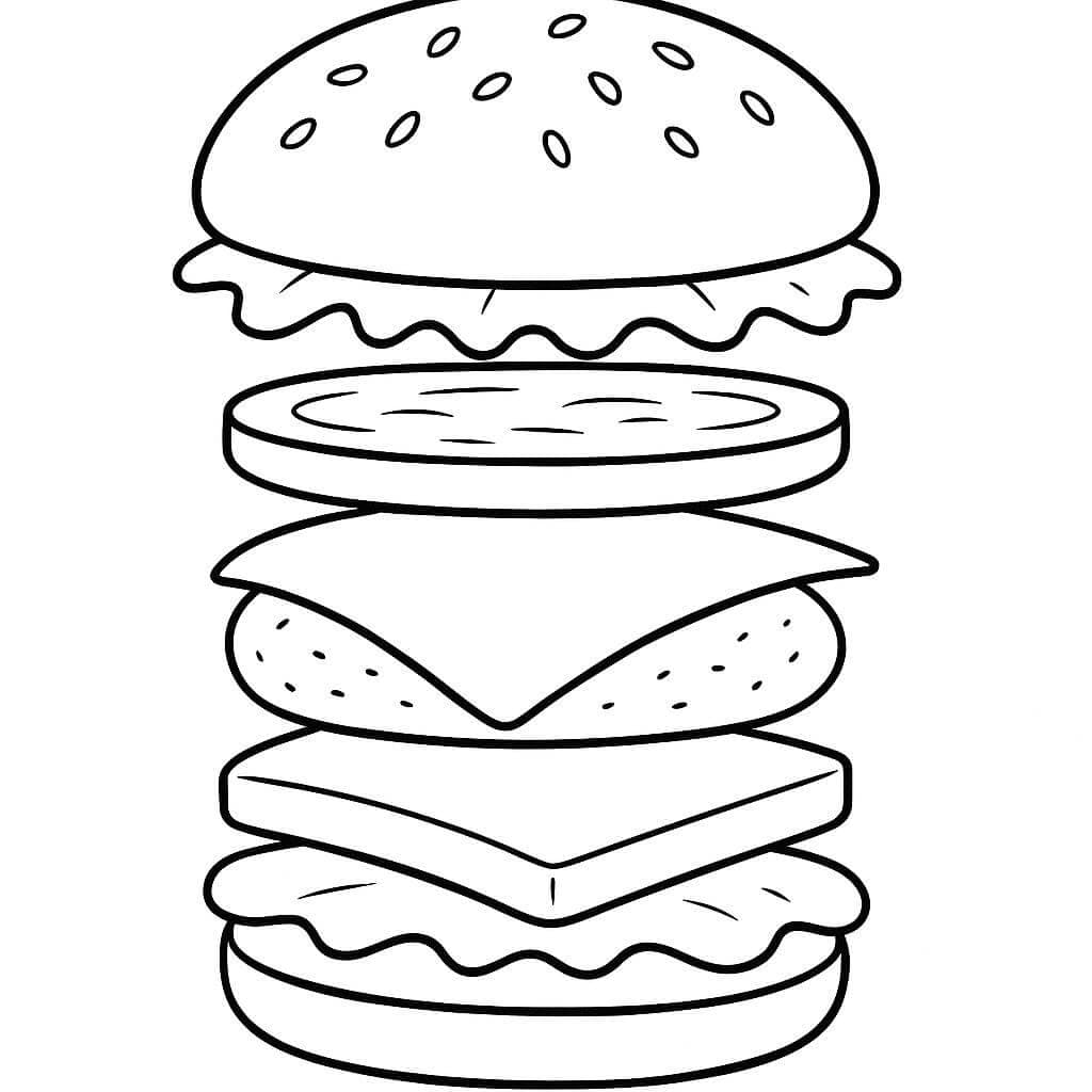 Hamburger mit Schichten Ausmalbild