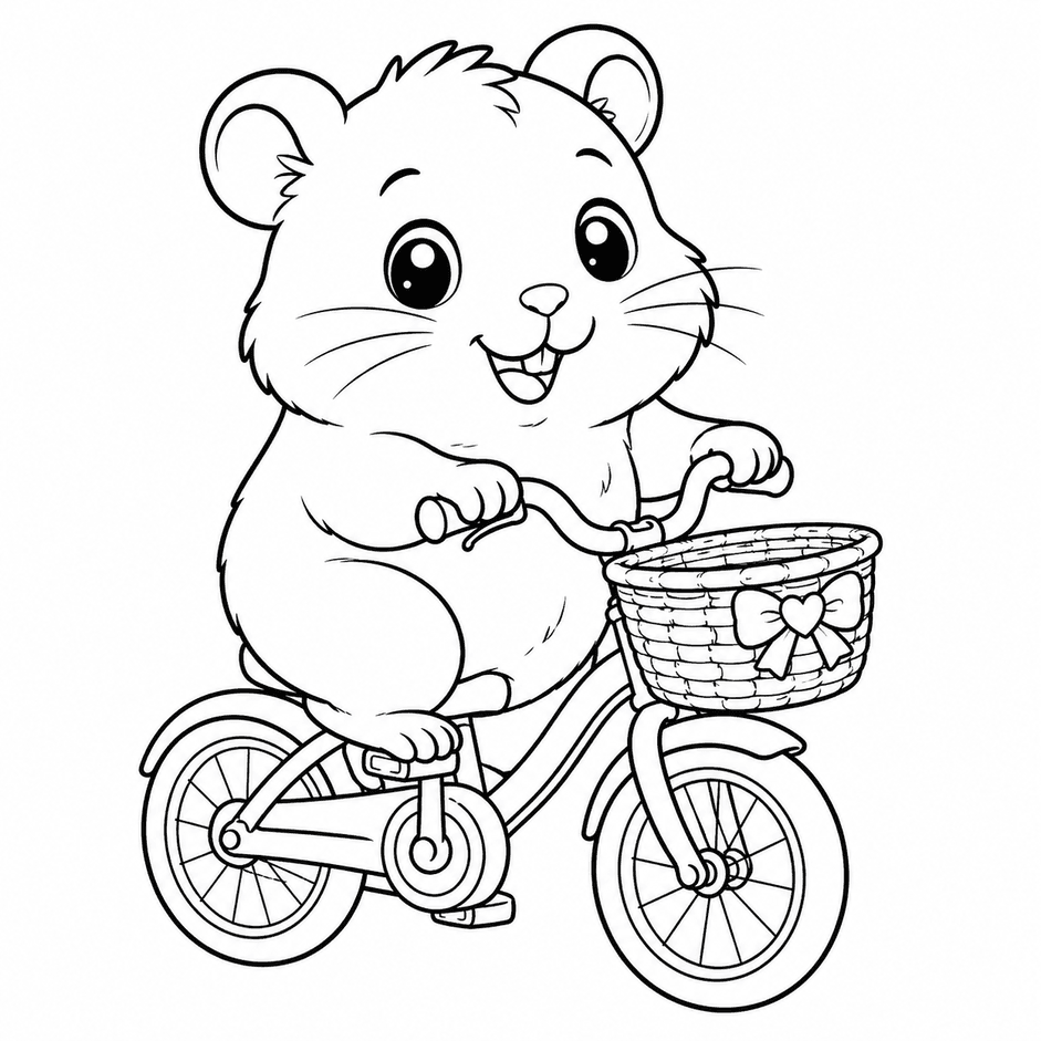 Hamster fährt Fahrrad Ausmalbild