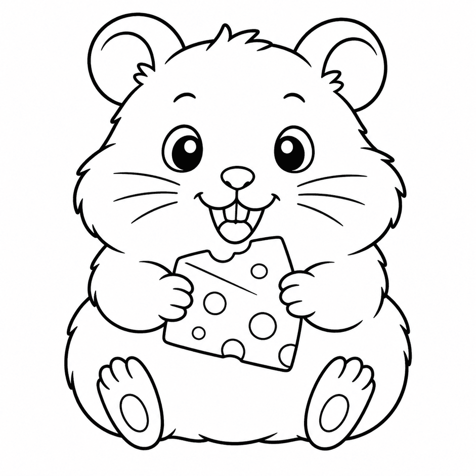 Hamster isst Käse Ausmalbild