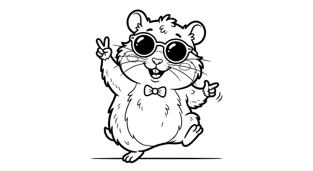 Hamster mit Sonnenbrille Ausmalbild