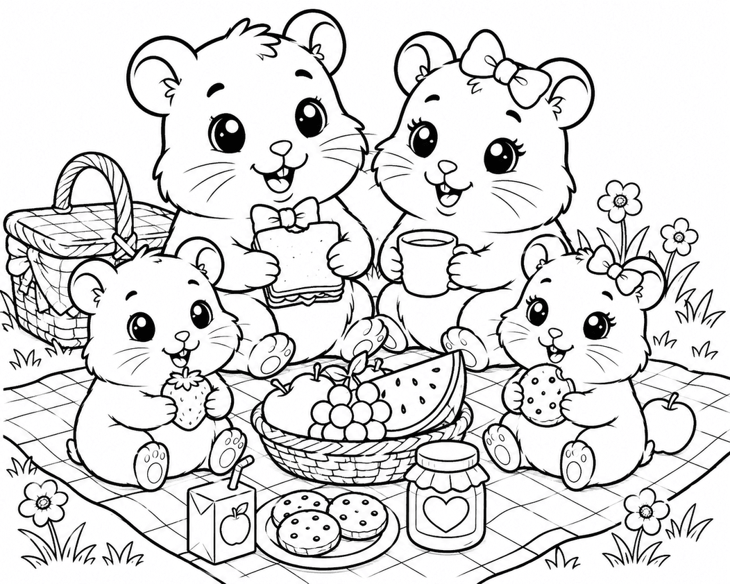 Hamsterfamilie Ausmalbild