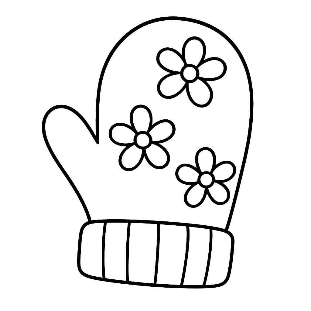 Handschuhe mit Blumen Ausmalbild