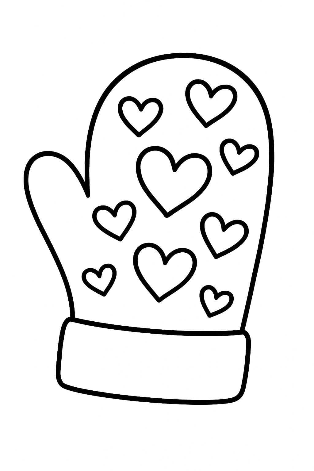 Handschuhe mit Herzen Ausmalbild