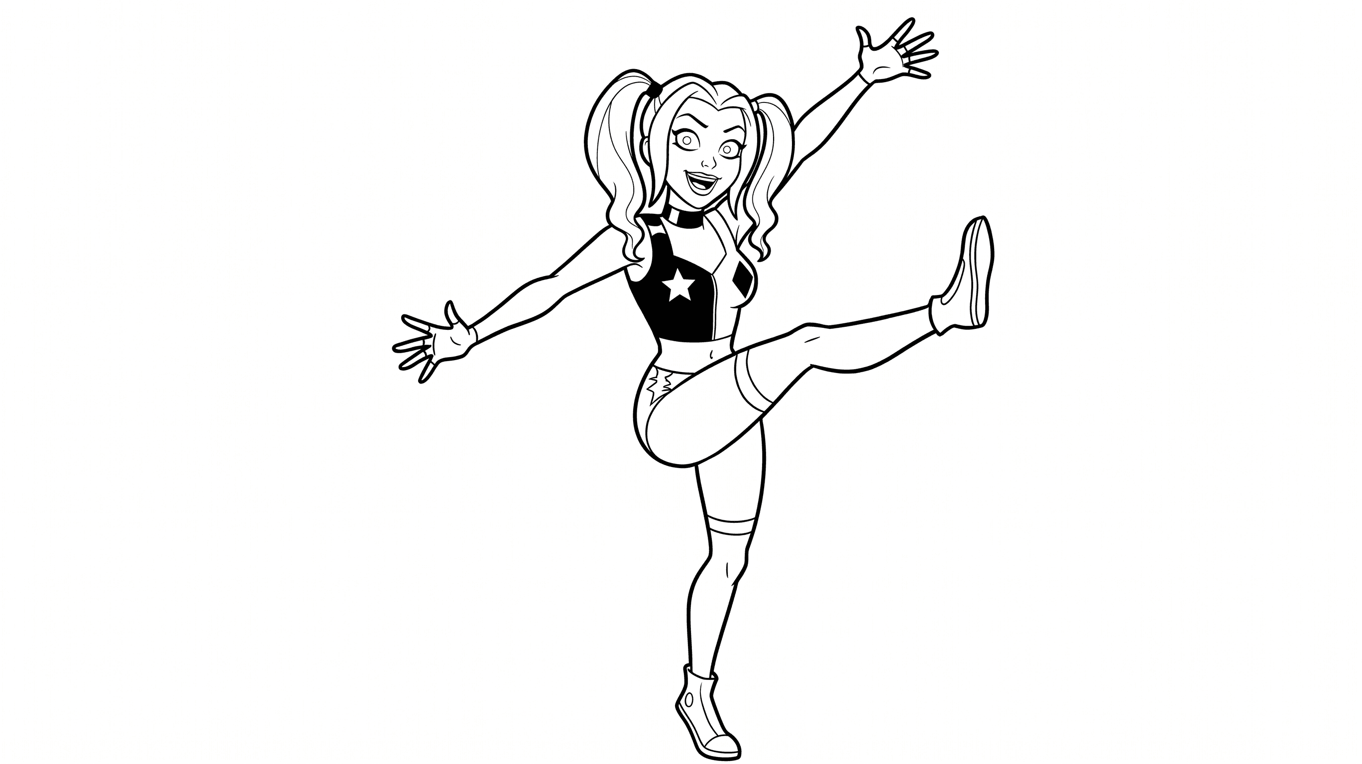 Harley Quinn tanzend Ausmalbild