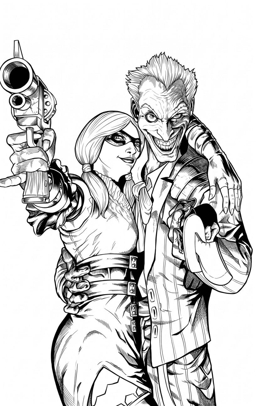 Joker Harley Quinn Romantik Ausmalbild
