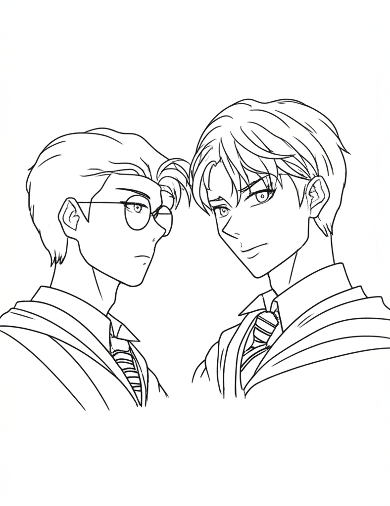 Harry Potter und Draco Ausmalbild