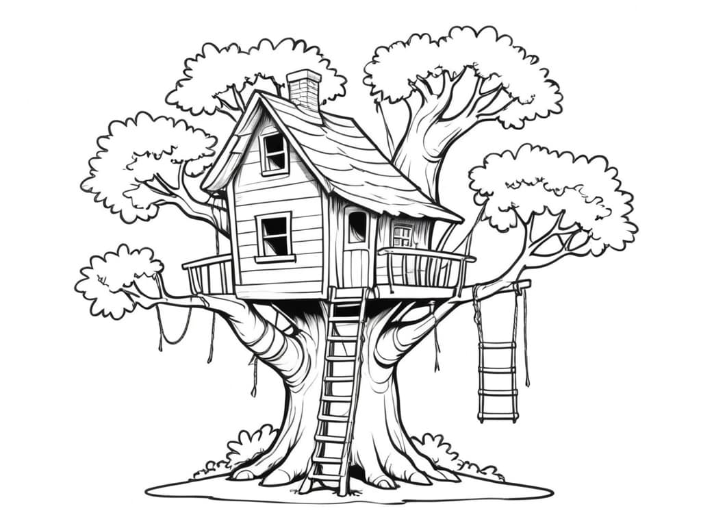Baumhaus Ausmalbild