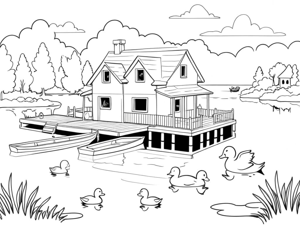 Haus am See Ausmalbild