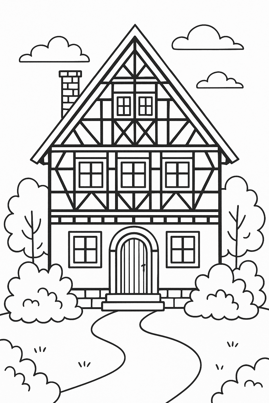 Typisches deutsches Haus Ausmalbild
