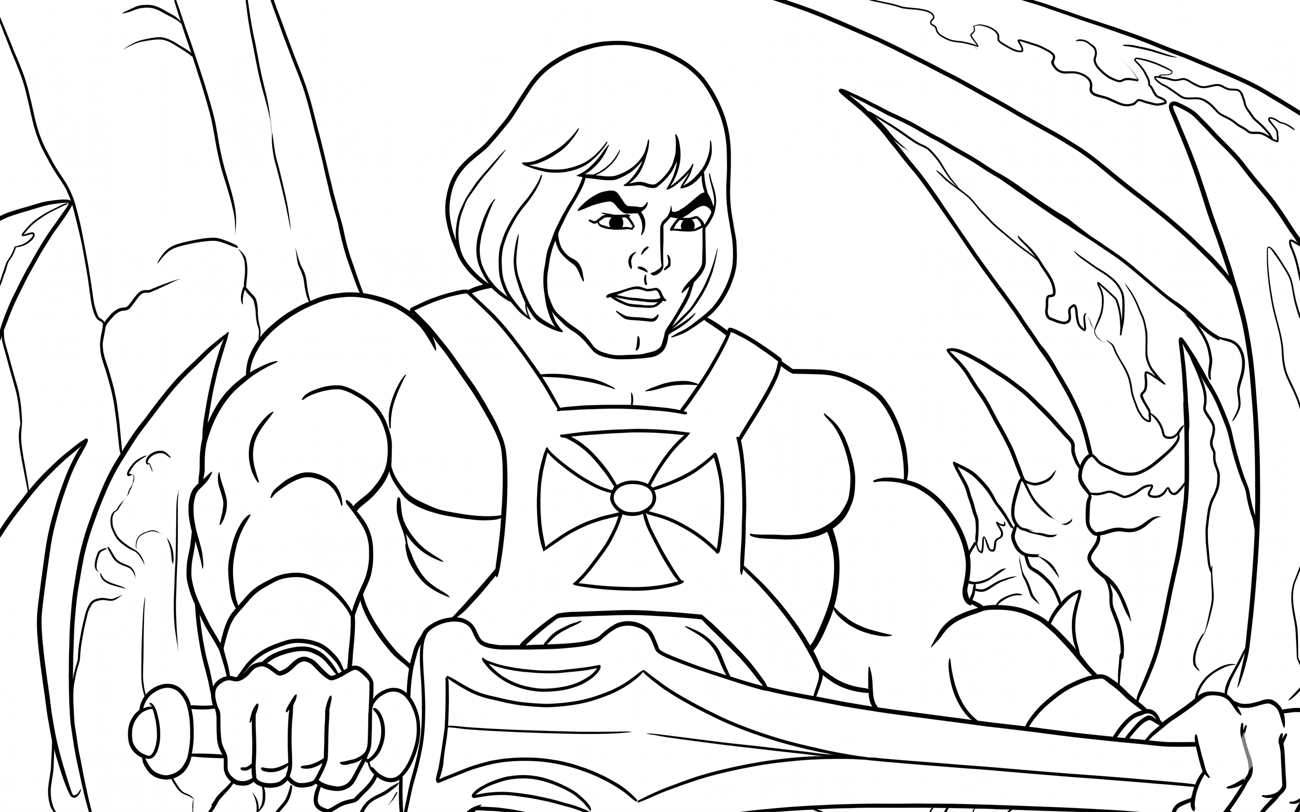 He-Man mit Schwert Ausmalbild