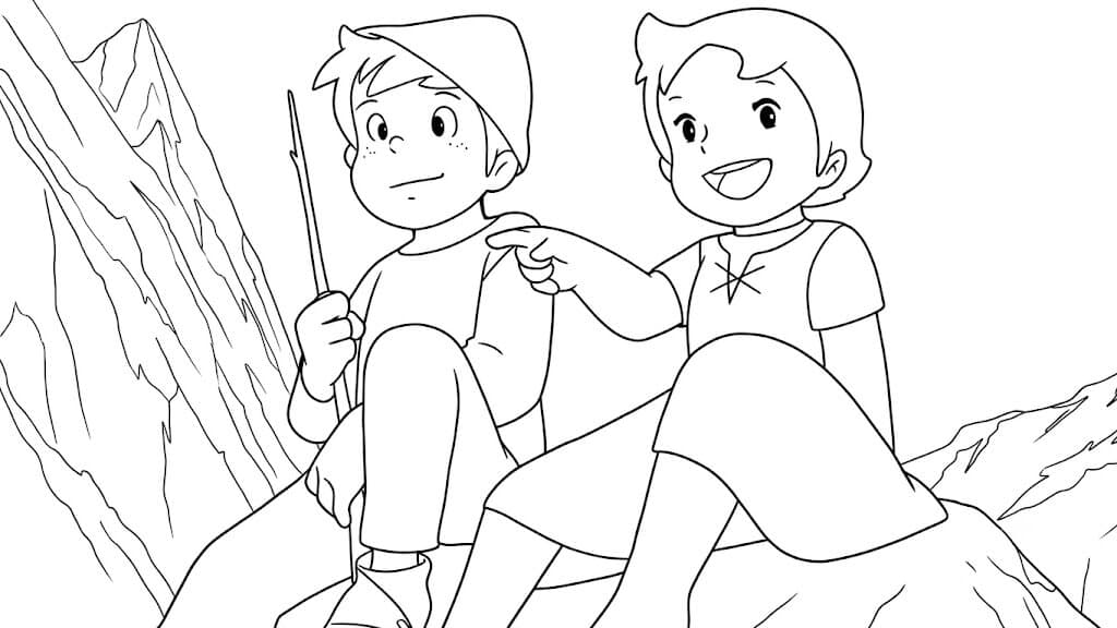Heidi und Peter Ausmalbild
