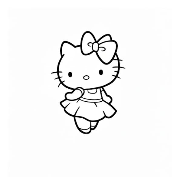Hello Kitty im Kleid Ausmalbild