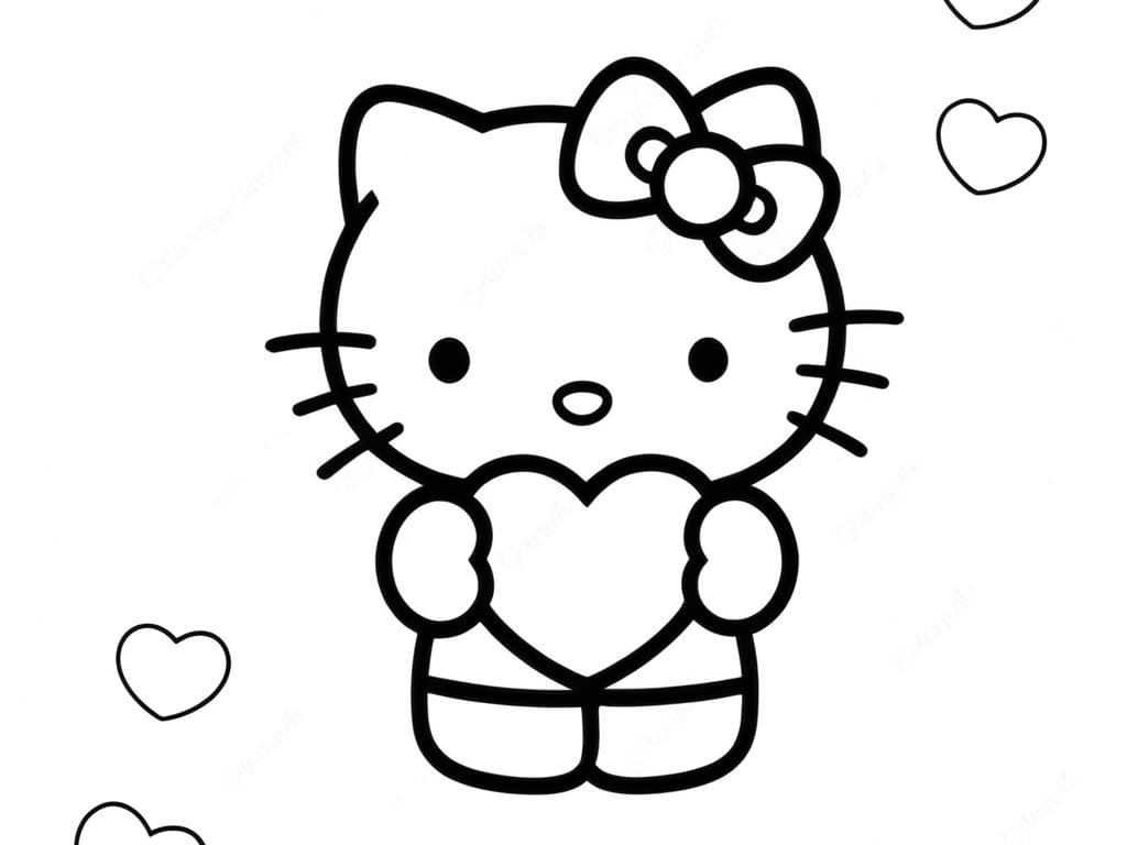 Hello Kitty mit Herz Ausmalbild