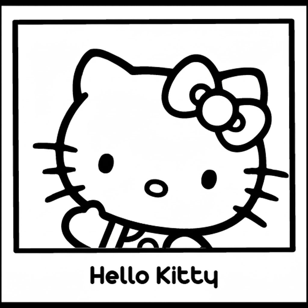 Hello Kitty mit Karte Ausmalbild