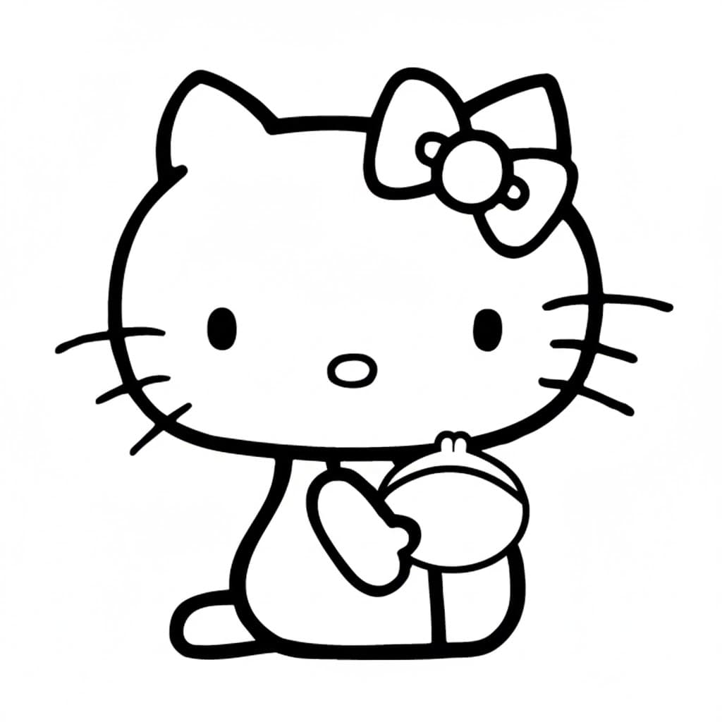 Hello Kitty sitzt Ausmalbild