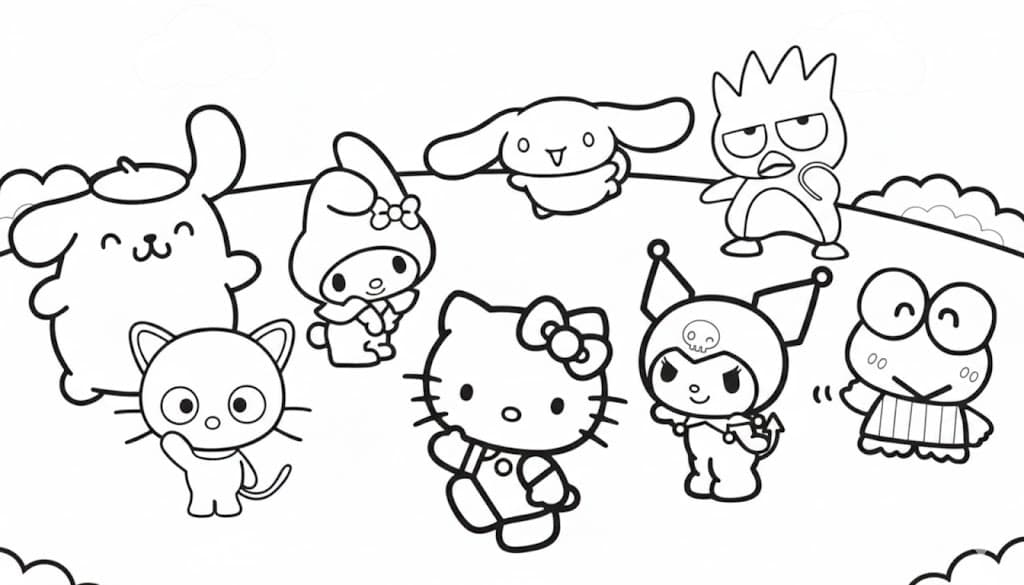 Hello Kitty und Freunde Ausmalbild
