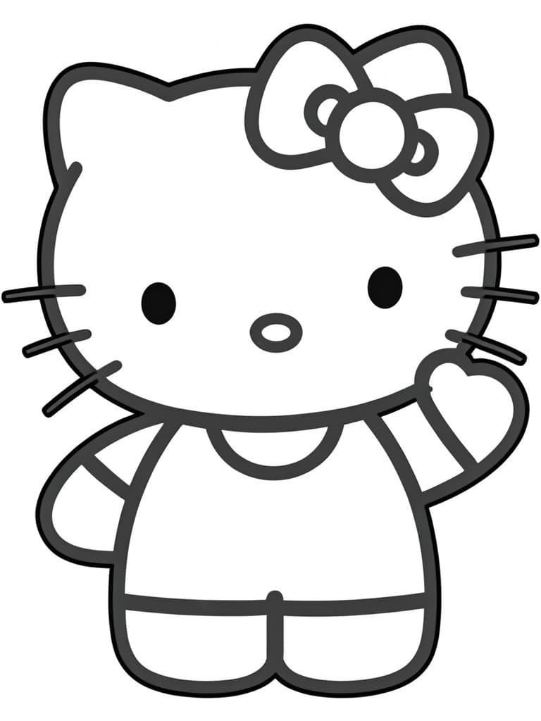Hello Kitty winkt Ausmalbild