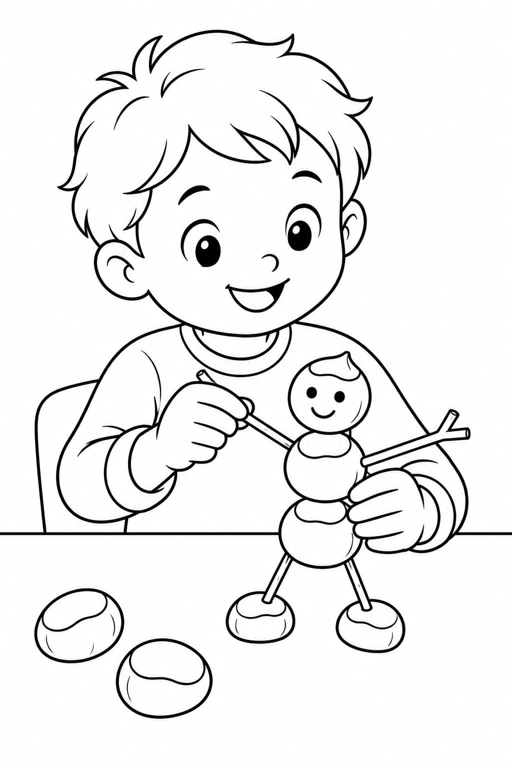 Kastanienmännchen basteln – einfache Malvorlage für Kinder