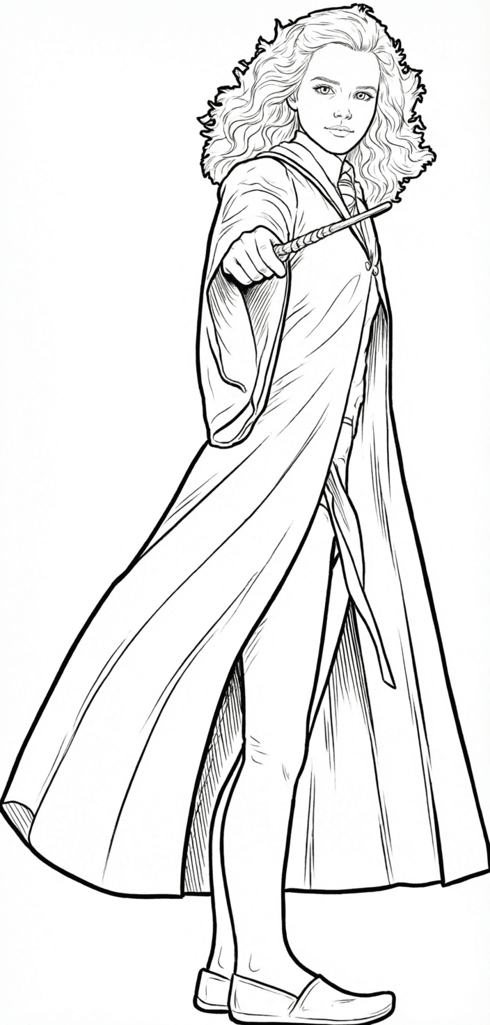 Zaubernde Hermine Granger Ausmalbild