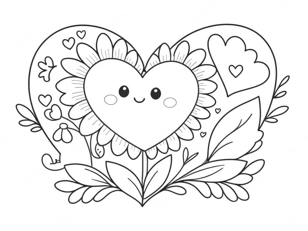 Herzblume Ausmalbild