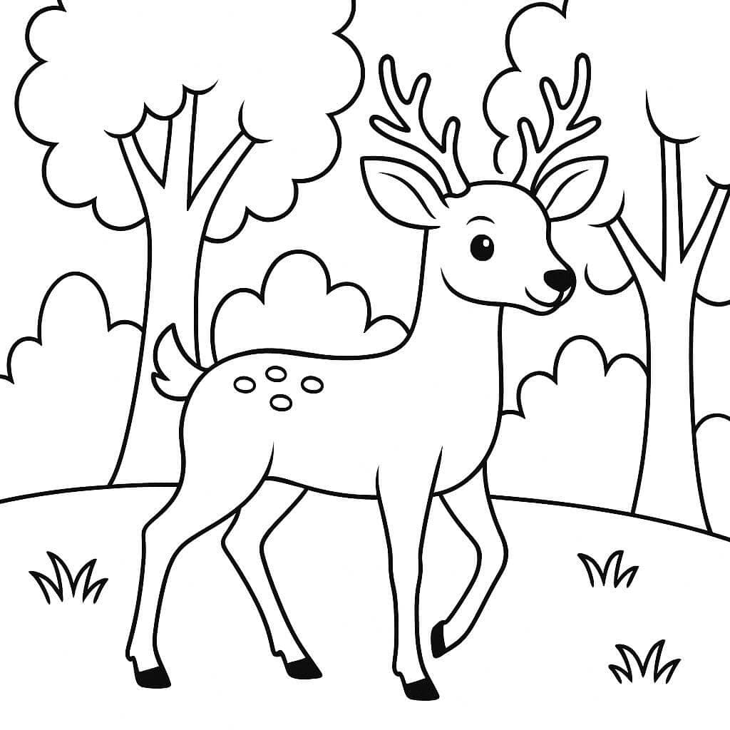 Hirsch im Wald Ausmalbild