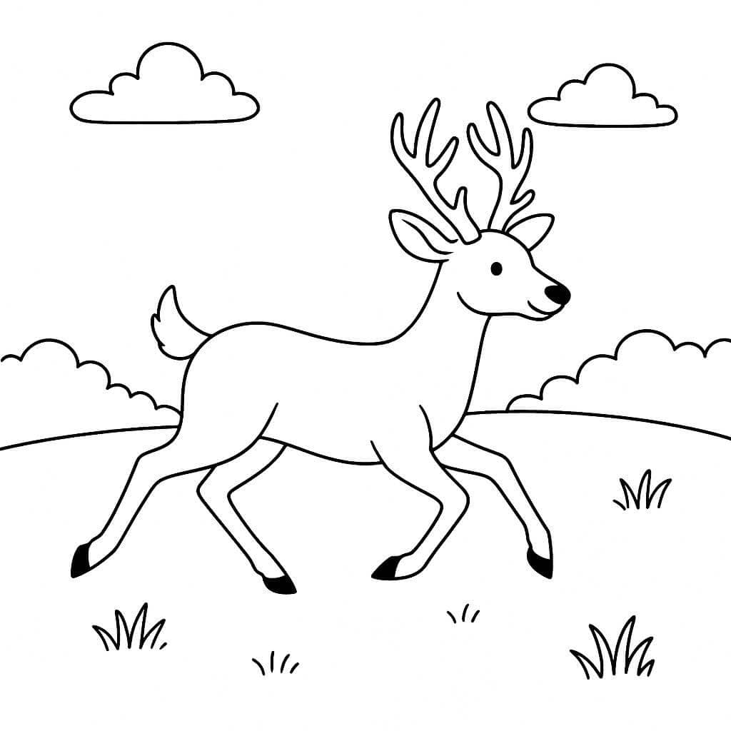 Rennender Hirsch auf der Wiese Ausmalbild