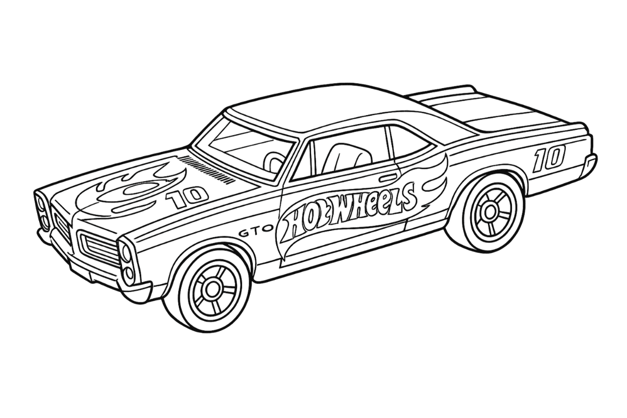 Hot Wheels Klassiker Ausmalbild